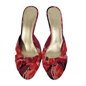 Nine West Roussy Pink Floral Print Fabric High Heel Mules Size 10